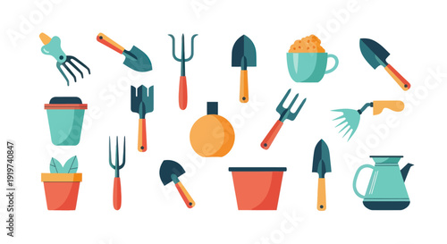 Gardening tools vector illustration on white