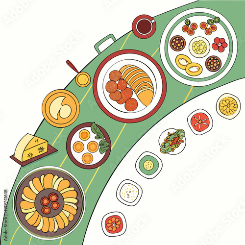 Abundant Table Spread Filled with Delicious Assorted Dishes