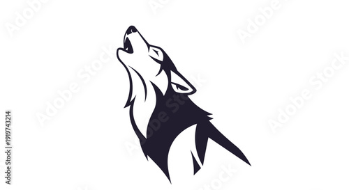 Black and White Wolf Howling Illustration.