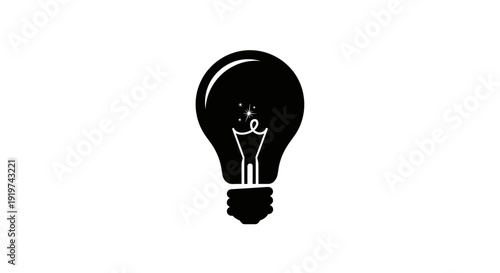 Black Light Bulb Silhouette with Stick Figure.