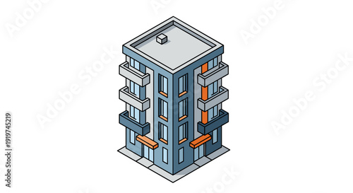 3D Isometric Illustration of Modern Apartment Building.