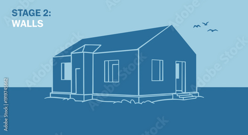 Simple House Illustration with Gable Roof.
