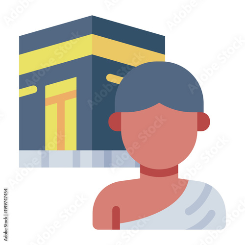 hajj flat icon. sacred pilgrimage. islam ritual. mecca journey