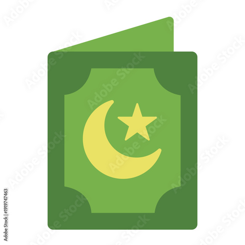 Eid greeting card flat icon. festive message. islam celebration. holiday wish