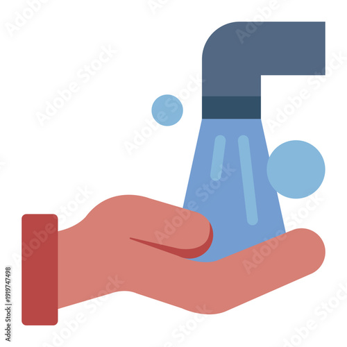 wudhu flat icon. washing hands ritual. purification act. islam prayer