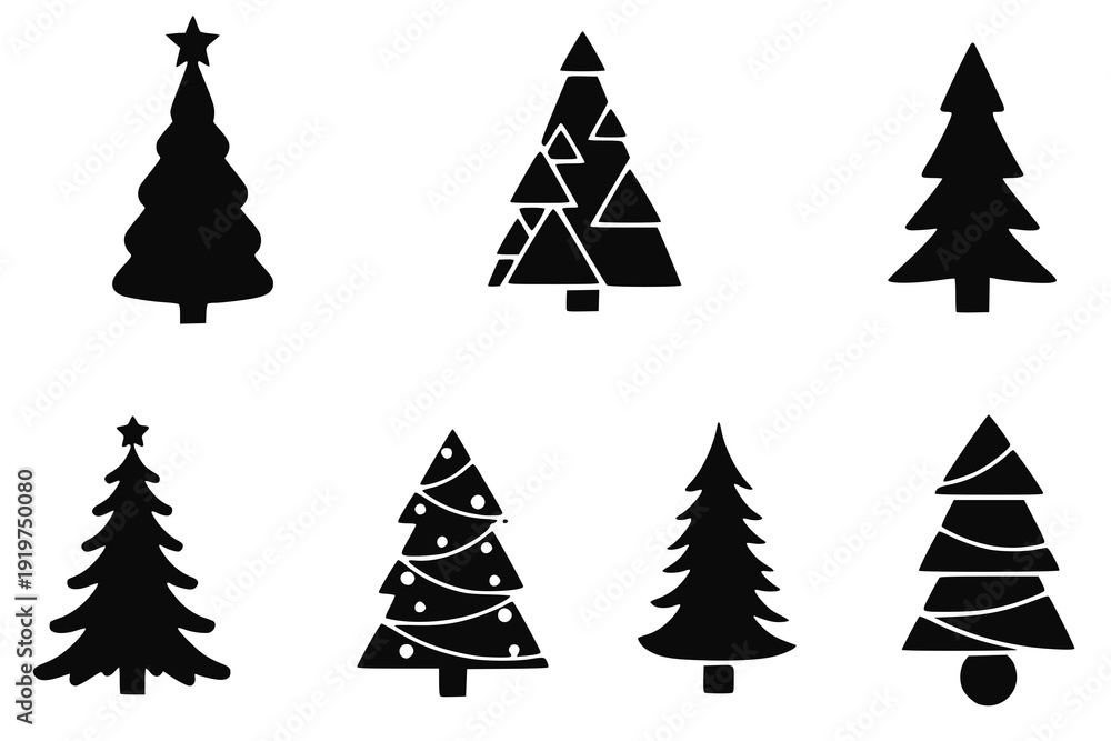 Obraz premium Christmas tree icon set. silhouette