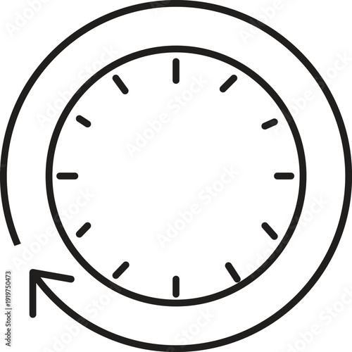 Print, History Clock Icon with Rotation Arrow for Recent Logs and Data