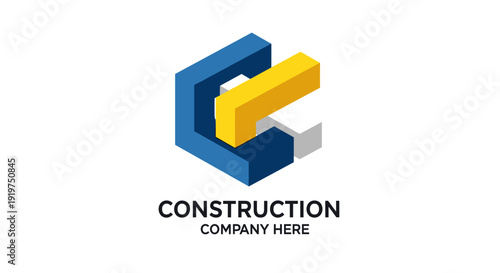 3D Construction Logo Design Element.