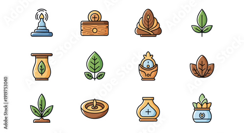 Set of decorative and symbolic vector icons
