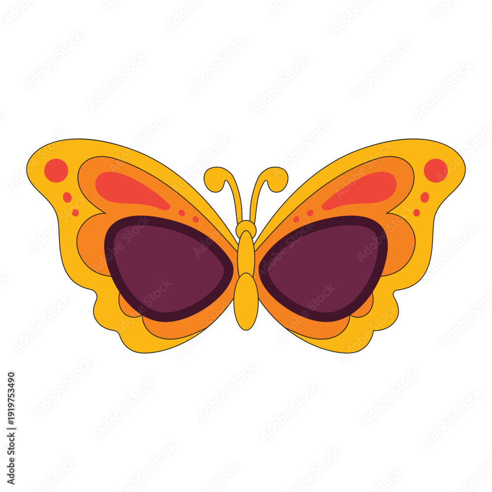 Fototapeta premium Butterfly party glasses costume flat design cartoon illustration