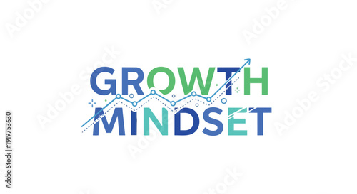 Uplifting visual symbolizing a dynamic growth mindset, featuring an ascending chart for progress and continuous development over time, fostering