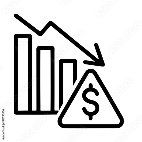 Financial Downturn and Risk Indicator Icon. Economic risk icon works well for websites, infographics, and visual content focused on risk management, financial planning, and economic monitoring.