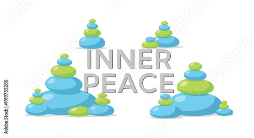 Artistic arrangement of balanced zen stones promoting calm and mindfulness