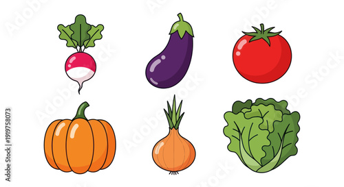 Vegetables collection of cartoon illustrations