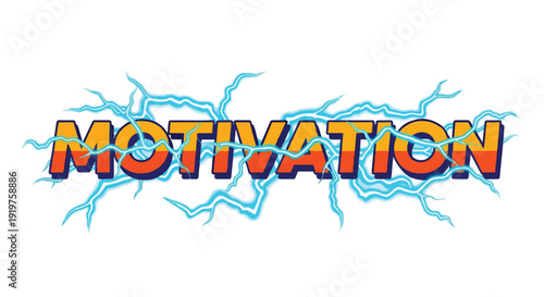Vibrant electrifying word art embodying powerful inspiration and drive for success