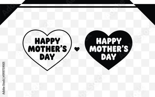 Happy mother's day heart designs isolated on transparent background