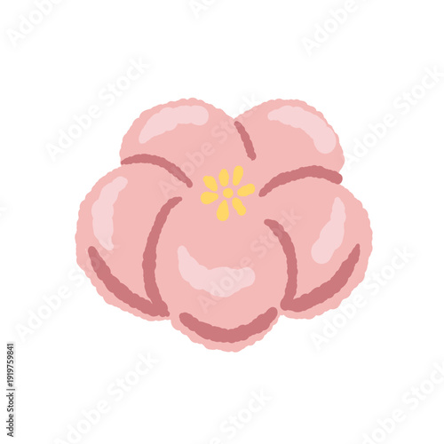 Pink Plum Blossom Shaped Nerikiri Wagashi Illustration