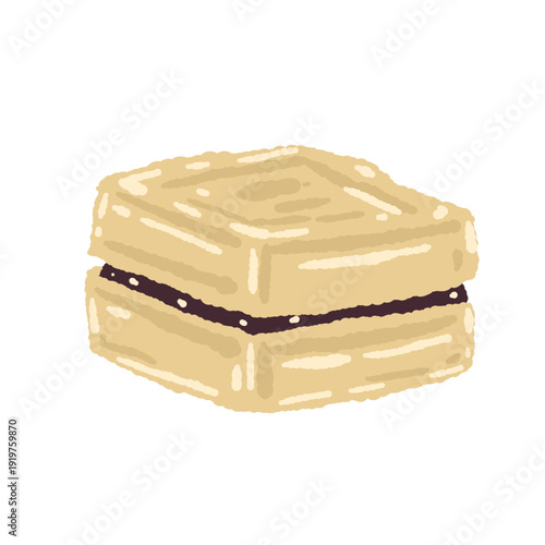 Monaka Wafer Cake with Red Bean Paste Illustration
