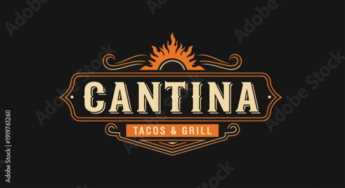 Cantina Tacos  Grill Restaurant Logo Design.