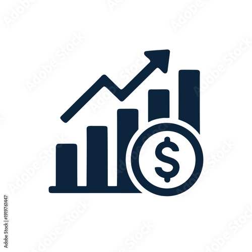 Price Index Growth and Inflation Chart Icon. Price index icon is suitable for presentations, economic reports, dashboards, and materials related to inflation analysis and cost trends.