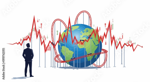 Analyst examining global market data on a large digital screen