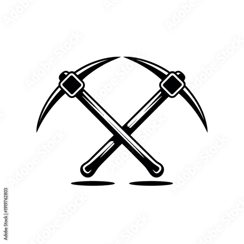 Crossed pickaxes emblem represents the demanding excavation and resource extraction efforts within.