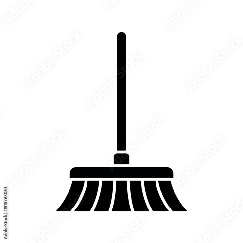 Broom cleaning tool silhouette represents household chores and maintaining a tidy domestic living.