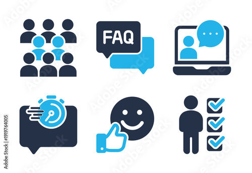 User Satisfaction and Interaction icon set. Solid glyph series icons