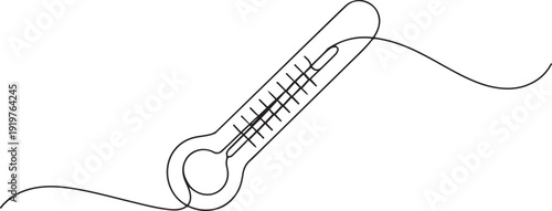 Continuous one line drawing of thermometer. one line Art icon drawing vector