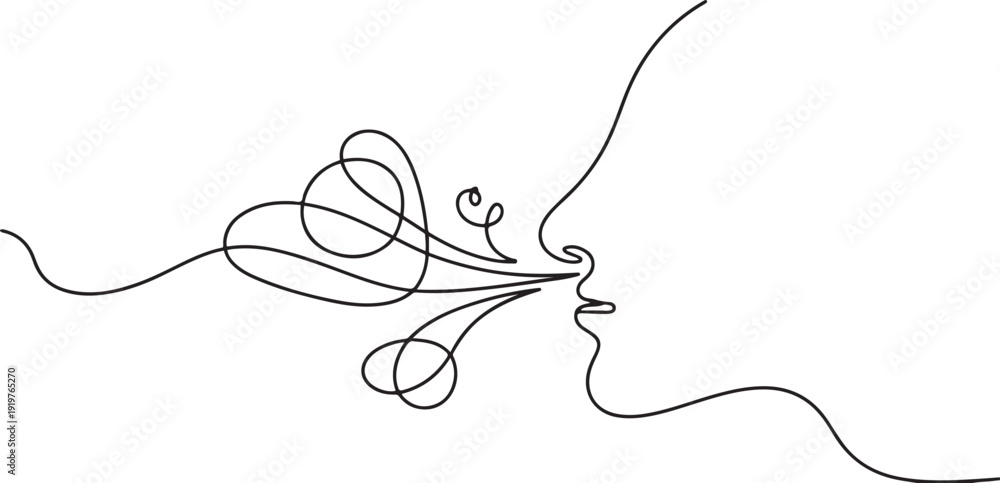 Φωτογραφία Breath icon, sense smell, odour scent, thin line