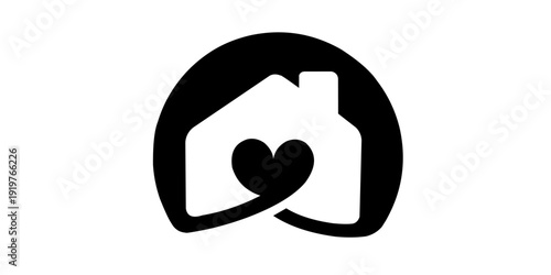 House with heart, linear icon. Shelter and charity support. Line with editable stroke. Home Sweet Home Continuous Line Icon, Love for home symbol in continuous line drawing style. Line art of heart
