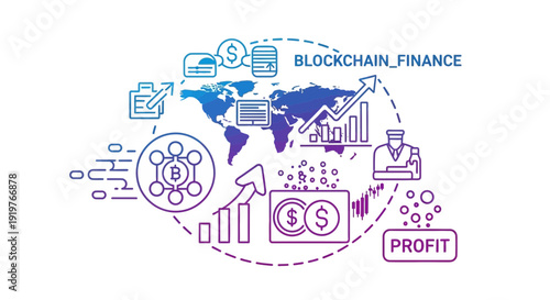 Conceptual illustration of financial technology and global economic growth