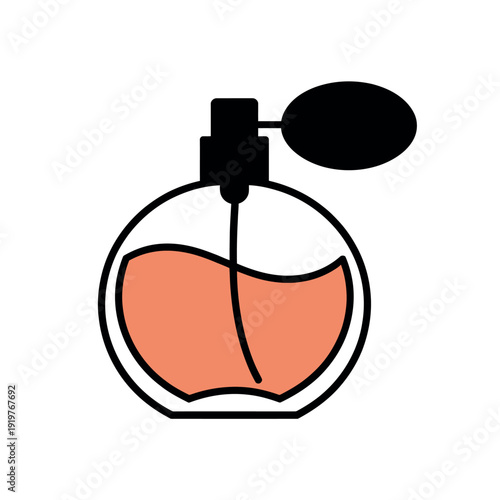 Classic round perfume atomizer bottle stands ready for fragrance application on white.