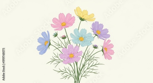 Wallpaper Mural Watercolor Illustration of Colorful Flowers. Torontodigital.ca