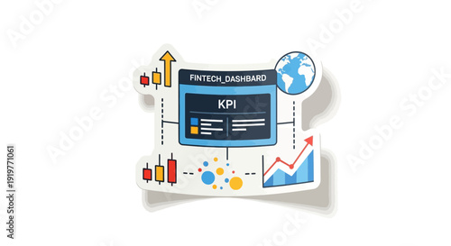 Fintech dashboard icon statistical data and global visualization