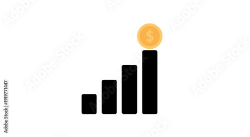 Graphical representation of growth and success with rising bars and a highlighted top element