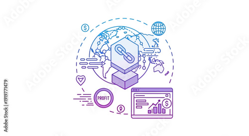 Global network business concept with digital data and financial elements