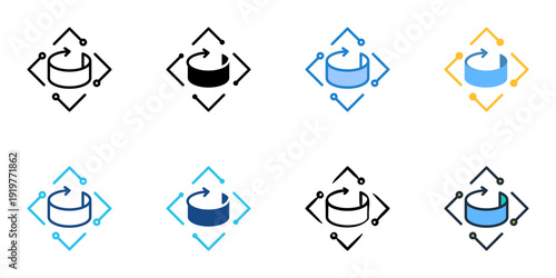 AI Virtual Environment icons set multiple style collection. Editable stroke 
