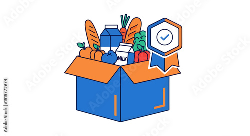 Fresh Groceries Box with Quality Seal of Approval.