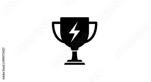 Trophy with Lightning Bolt Icon Symbolizing Achievement and Power