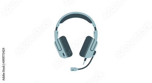 Headphones with microphone isolated on a clean background, showcasing modern audio technology.