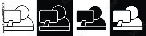 Administration line and glyph icon style in white n black background