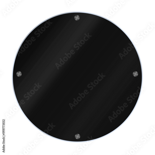 Plaque de verre noire ronde clouée