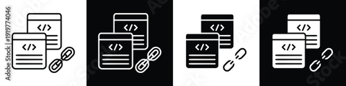 Backlinks line and glyph icon style in white n black background