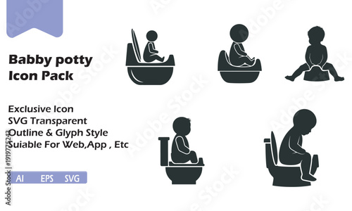 Toddler Training Potty Chair Vector ,silhouette icon 