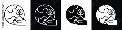 Environment line and glyph icon style in white n black background