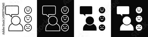 Feedback line and glyph icon style in white n black background