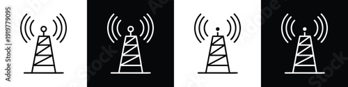Signal line and glyph icon style in white n black background