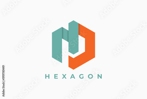 Initial N D Hexagon Origami Letter Logo Design