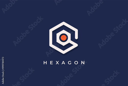 Hexagon Technology Chain Connect Logo Design Element